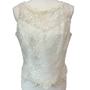 SCOTT MCCLINTOCK Top Womens 12 Cream Millennium 2000 Lace Y2K Bridal Fairy VTG